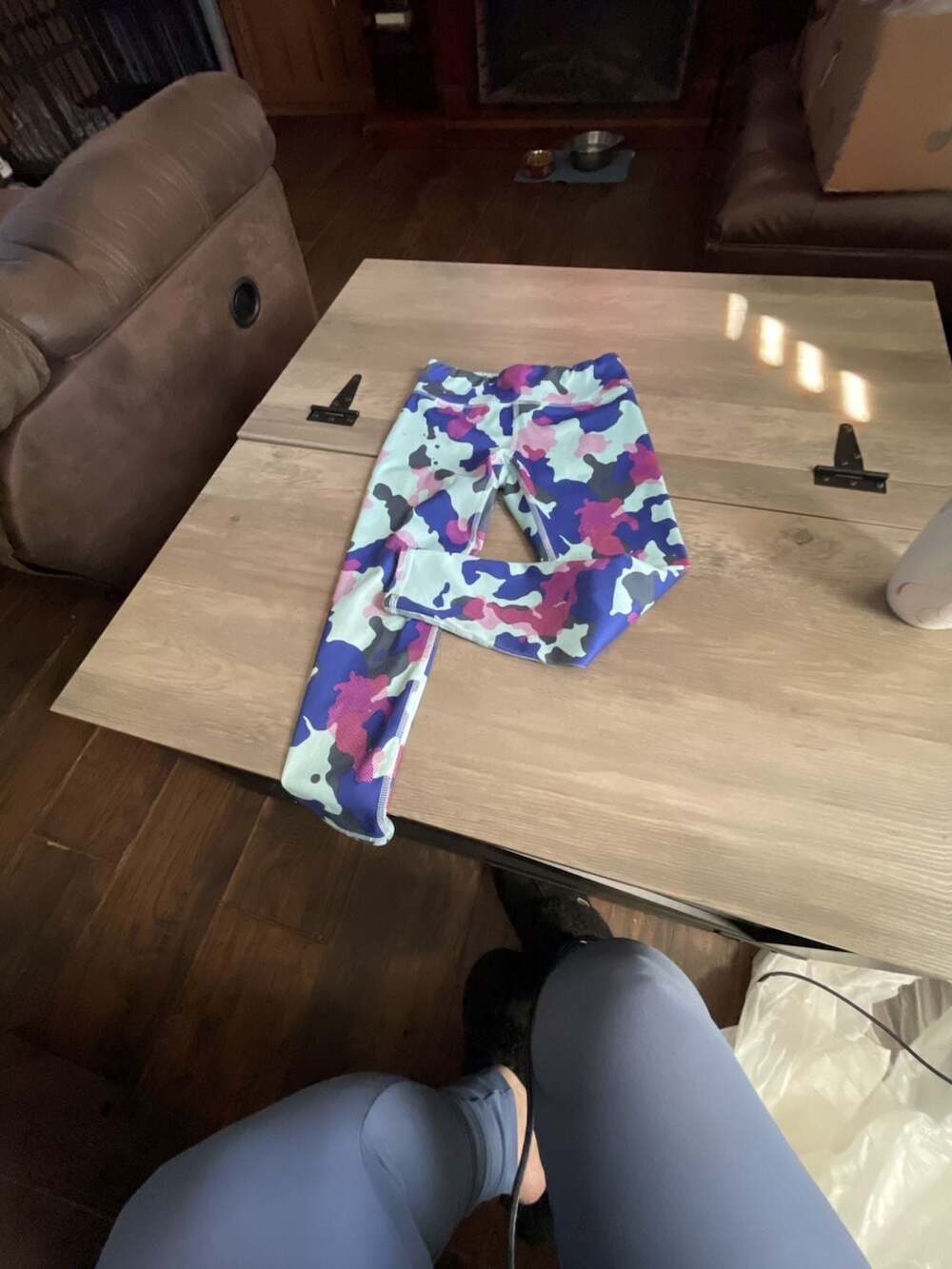 Athletic Works Active Leggings S (6-8X) Blue Camo